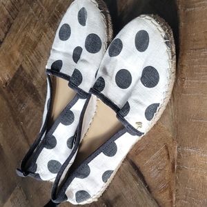 kate spade flats size 7, white with black spots MSRP $150